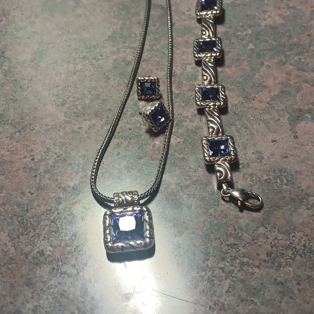 Necklace , bracelet  and post earrings